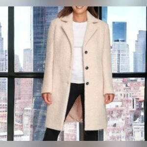 DKNY Cream Wool Blend Coat